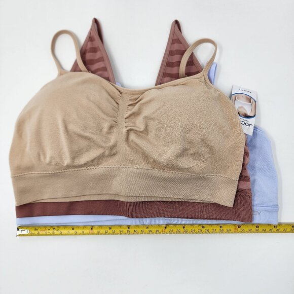 Lot 3 Jockey Womens XL Seamfree Bralettes Bra Striped Lined Wire Free 1 Cotton - Picture 12 of 12